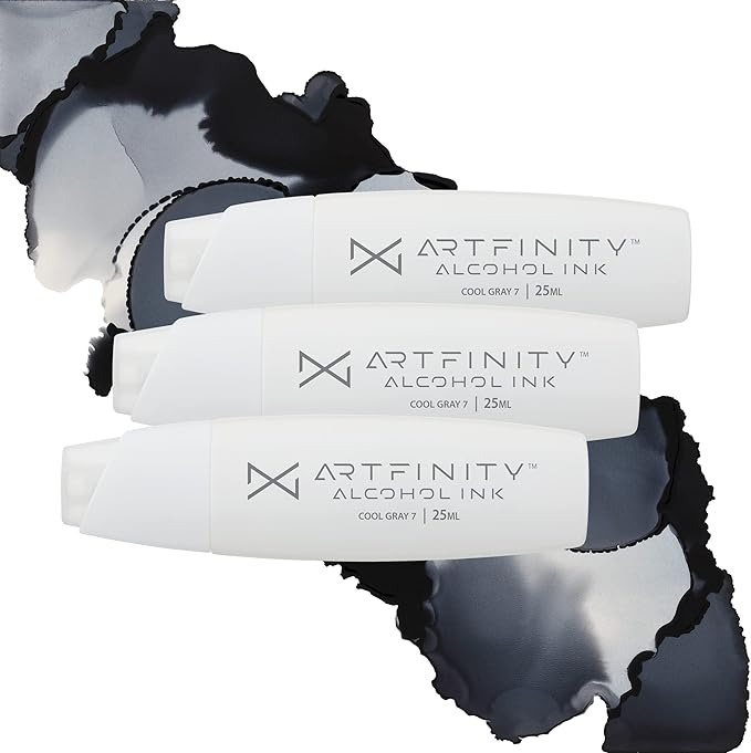 Alcohol Inks 3 Pack - Vibrant, Professional, Dye-Based Alcohol Inks for Artfinity Alcohol Markers, Artists, Drawing, & More! - Cool Grey 7 CG7