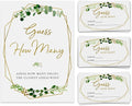 Printed Party Candy Guessing Game, Guess How Many, Greenery, 50 Cards and Sign