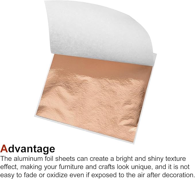MECCANIXITY Gold Leaf Foil Sheet, Rose Gold Leaf Papers, 3.3 Inch x 3.1 Inch for Art Decoration, Sculptures, Painting, Pack of 150 Pcs