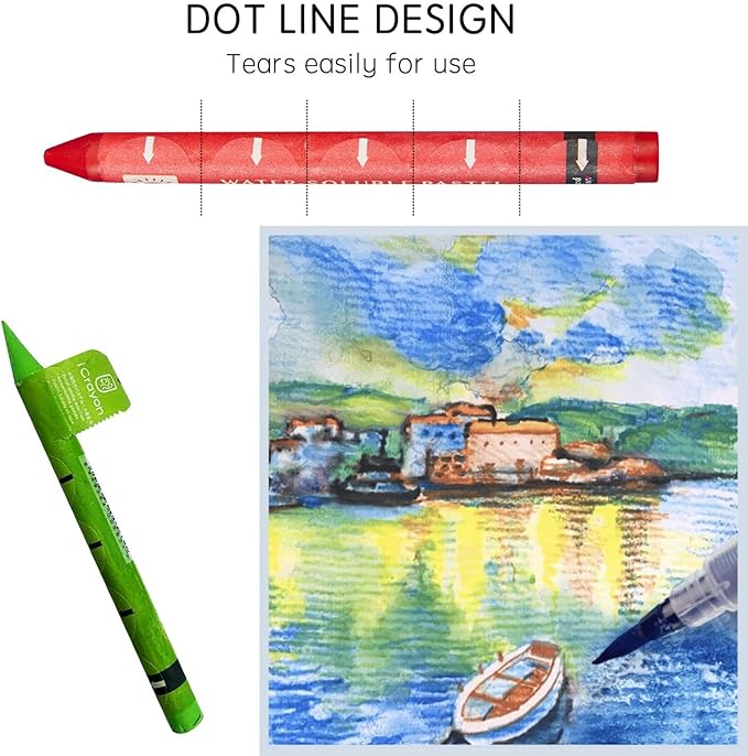 25 Colors Water Soluble Pastels, Watercolor Pastels Set for Beginners and Hobbyists, Includes Sharpener, Palette & Brush for Vibrant Art Creations (Classic)