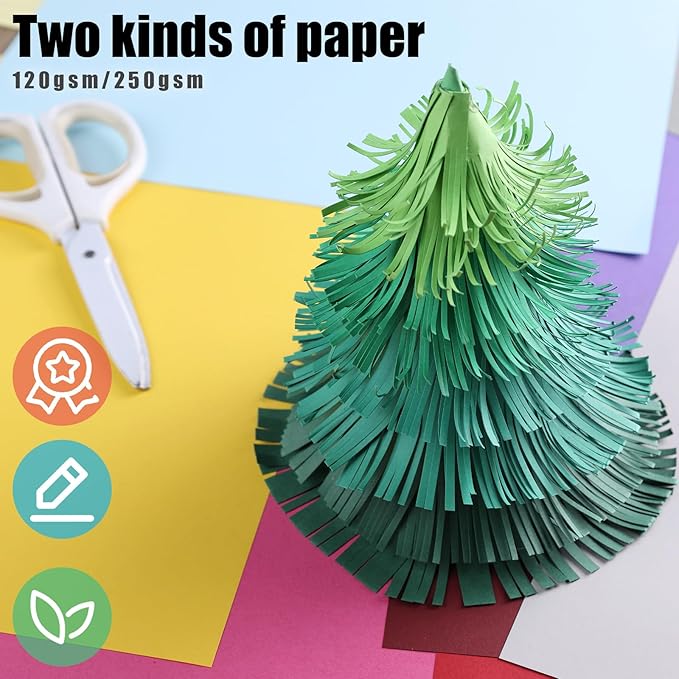Koogel Colored Cardstock Paper, Includes 40 Sheets 120gsm and 10 Sheets 250gsm Construction Paper for DIY Crafts Scrapbook, Back to School Supplies
