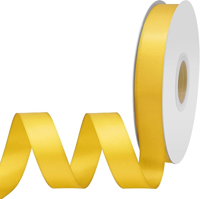 Maize Satin Ribbon 3/4" X 50 Yards Solid Color Double Faced Ribbons Perfect for Crafts Wedding Decor Bow Making Arts Sewing and More