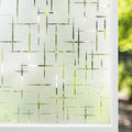 NINETREX Frosted Window Privacy Film,Window Cling Privacy Film, Decorative Glass Static Cling Non-Adhesive Vinyl Removable for Home Office Cross Pattern,23.6 x 157.4Inches