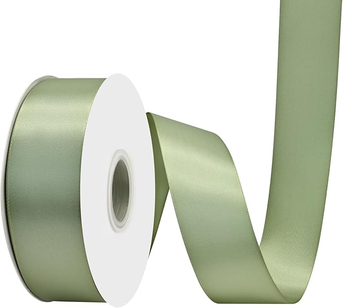 Spring Moss Satin Ribbon 1-1/2" X 50 Yards Solid Color Double Faced Ribbons Perfect for Crafts Wedding Decor Bow Making Arts Sewing and More