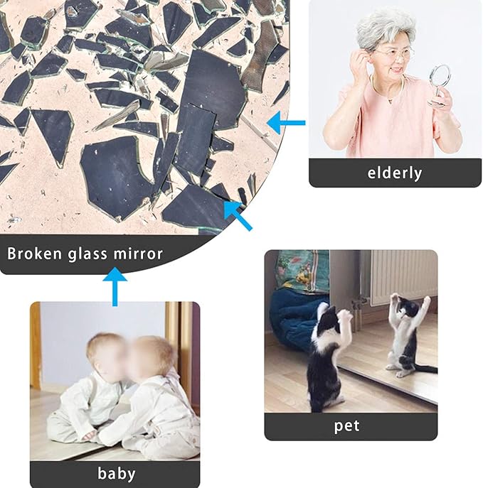 Acrylic Self Adhesive Mirror Sheet for Wall, Plastic Non Glass Sticky Kid Safety Mirror Tiles for Wall Rectangle 10x14 inch 2Pcs