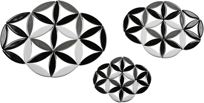 VerzTile Mosaic Tiles for Crafts - Petal Shaped Ceramic Tile Craft Hobbies & Art Projects 39 Color Options Endless Creativity DIY Design (Black White & Gray)