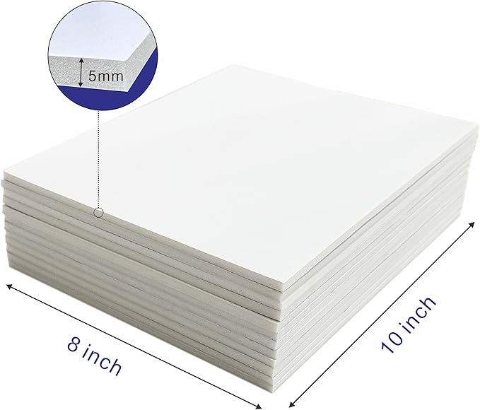 12 Pack Foam Core Board, ZJCEASER 8 x 10 White Poster Board, 3/16" Thickness Sign Board Craft Foam Sheet for Signboards, School Projects, University Displays, College Events, Arts & Crafts, Framing