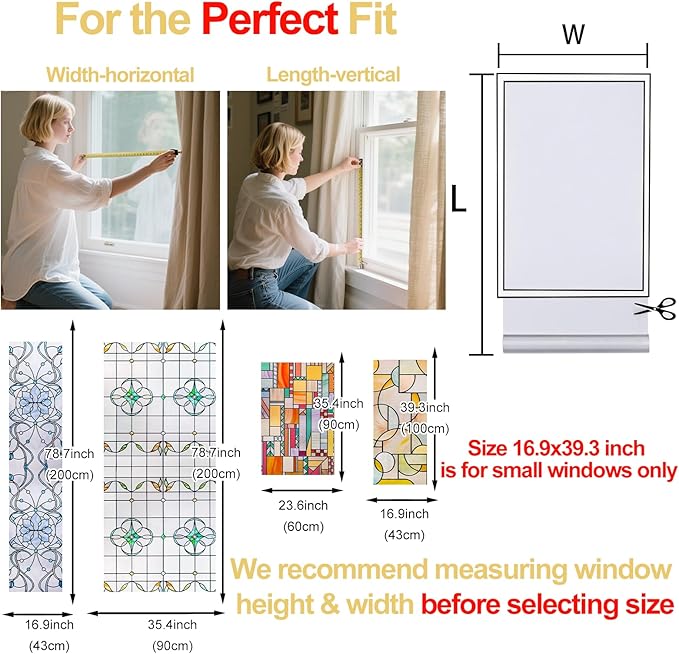 3D Stained Glass Window Privacy Film, Heat Control UV Blocking Static Cling Decorative Window Film for Bathroom,Front Door,Home Non Adhesive,23.6 x 35.4 inches Vibrant Reverie