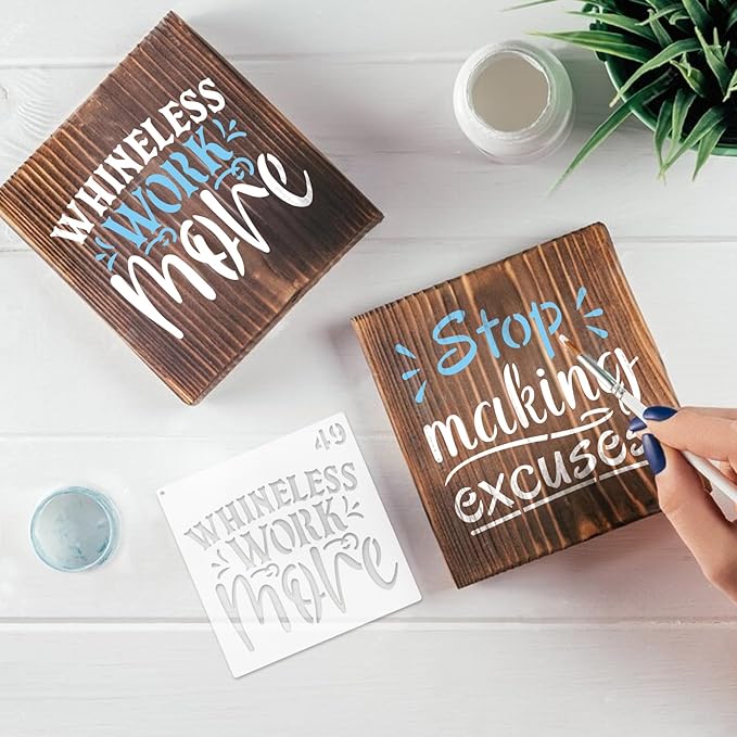 65Pcs Small Stencils for Painting on Wood Reusable, 3 Inch Reusable Stencil for Craft Ornament Paint Template Stencils for Wall Card Rock Wood Signs Coasters Canvas Home Decor (Bible Words)