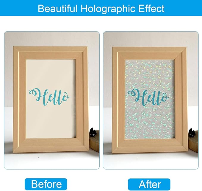 PATIKIL 11.7x8.3" Holographic Sticker Paper, 10Sheets A4 Polypropylene Self-adhesive Transparent Waterproof Laminate Overlay Film for Photo Cards Scrapbook Decorations, Little Circle
