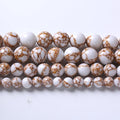 45pcs 8mm White Howlite Spun Gold Stone Beads for Jewelry Making Natural Stone Energy Healing Beads DIY Bracelet Necklace 15" (8mm, White Howlite Spun Gold Stone)