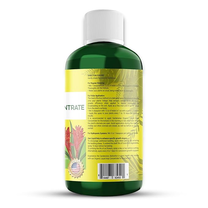 Organic Premium Kelp Seaweed Fertilizer - Bromeliad Fertilizer - Liquid Plant Food, Bromeliad Potting Mix Enhancer - Ideal for Bromeliad Plant & Live Plant Care (32 OZ)