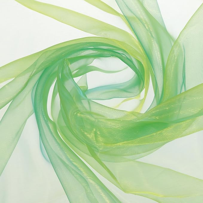 MECCANIXITY Iridescent Sheer Organza Fabric, 2 Yards x 59 Inches Solid Holographic Shiny Fabric Organza Cloth for Wedding, Curtains, Costume, Photo Background, Gradient Dark Green Blue