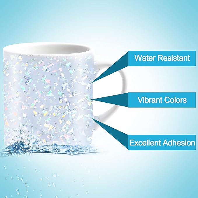 Outus 24 Sheets Holographic Sticker Paper Holographic Laminate Sheets Transparent Overlay Lamination Sticker Self Adhesive Vinyl Film A4 Size, 8.25 x 11.7 Inches(Gem Patterns)