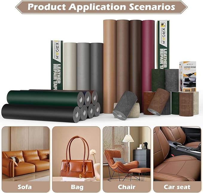 Leather Repair Tape, 23.6x79 inch Leather Patches for Furniture, Self Adhesive Leather Repair Patch for Sofas, Couches, Leather Covers, Seats, Chairs, Vinyl Repair Tape Light Brown
