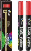 TFIVE Red Liquid Chalk Markers - 2 Pack Bright Colors Erasable Chalk Marker Pens, Reversible Tip, Non-Toxic, for Chalkboards, Signs, Glass, Easy to use Chalk markers TF800