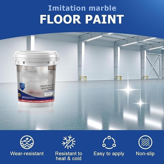 Epoxy Floor Paint, Epoxy Colored Sand Floor Paint, High-Gloss Marble Effect Self-Leveling Coating, Waterproof, Non-Slip, Ultra-Durable for Garage, Basement, Wood Floors (Sapphire Blue,2.2 lb)