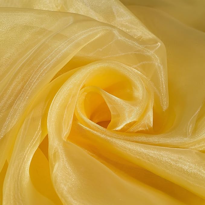 Organza Fabric 10 Yard Bridal Solid Sheer Bolt for Home Décor, Table Décor, Bridal, Fashion, Crafts, Decorations Silky Shiny Organza 44" - (10 Yard, Gold)