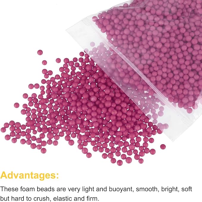 MECCANIXITY Foam Beads Foam Balls 4-6mm for Wedding and Party Decorations, Tiny Packing Balls, Arts DIY Crafts Supplies (Rose Red,1 Pack Approx 5000pcs)