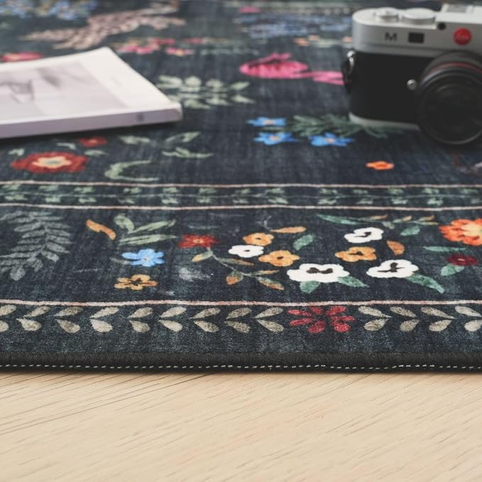 Rugcomf Runners for Kitchen Rug Non Slip 2'x10' Long Washable Rugs with Rubber Backing Soft Floral Animal Carpet Runner for Kitchen, Laundry, Bedroom, Bathroom (Green)