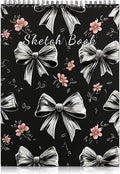 Deokke Sketchbook Top Spiral Bound Sketch Pad, 9 x 12 inch,100GSM Thick Paper,50 Sheets 100 Pages,Art Sketch Book Aesthetic Cute Drawing Writing Paper for Girls Women-Gray Bowknot