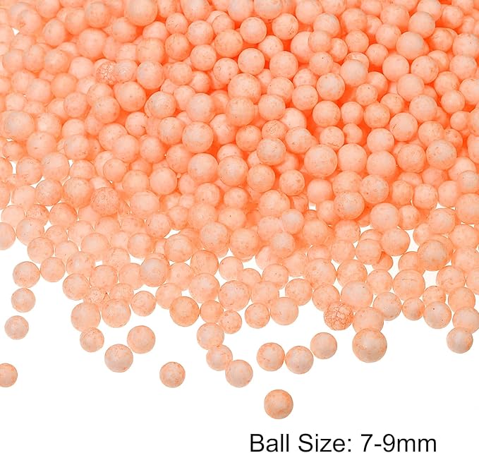 MECCANIXITY Foam Beads Foam Balls 7-9mm for Wedding and Party Decorations, Tiny Packing Balls, Arts DIY Crafts Supplies (Orange,1 Pack Approx 3000pcs)