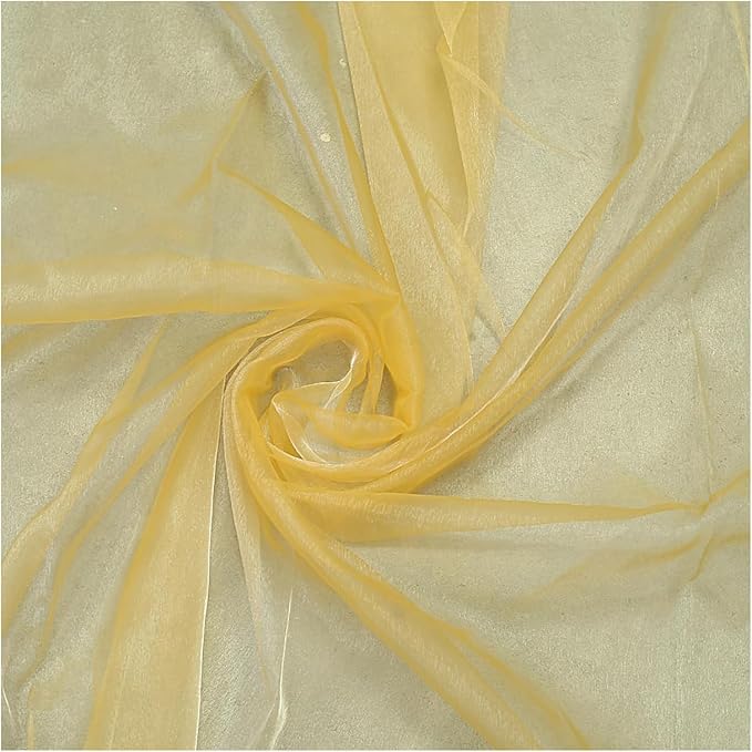 Pack of 5 Yard Bridal Solid Sheer Organza Fabric Bolt for Wedding Dress, Fashion, Crafts, Decorations Silky Shiny Organza 44" - (5 Yard, Gold)