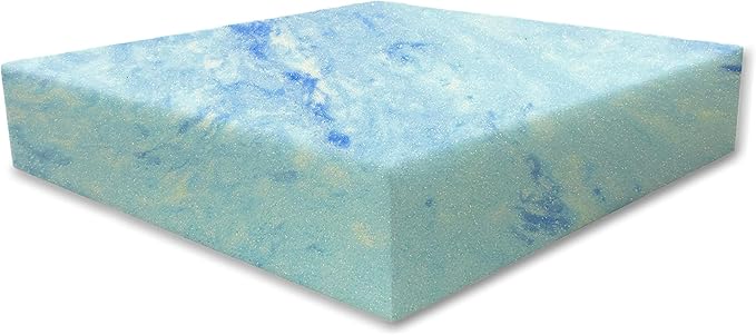 FoamRush 2"x 24" x 24" Gel Cooling Memory Square Foam Cushion, Upholstery Foam, Seat Replacement, Upholstery Sheet, Wheelchair Seat Cushion Replacement, Made in USA