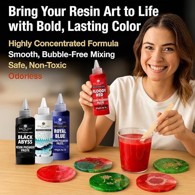 BALTIC DAY – 10 Pigment Paste for Epoxy Resin [20g] – Opaque Epoxy Colorant, Liquid Dye & Mica Powder for DIY Resin Art, Molds, Coasters, Tumblers, Jewelry Making & Wood Projects