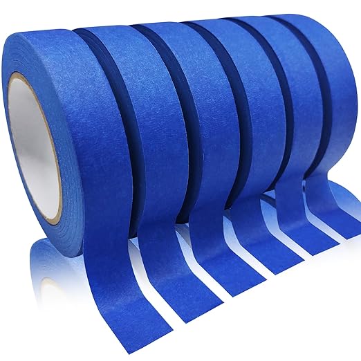Blue Tape, Painters Tape, Masking Tapes, 0.94 Inch x 60.1 Yards, 6 Rolls, Paper Paper, No Residue Painting Tapes for Multi-Purpose, Kids Arts and Crafts, Scrapbook Supplies, DIY Projects, Labeling