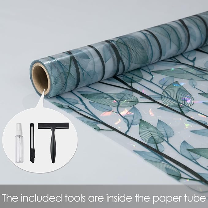 DKTIE Nature Pattern Rainbow Window Film Decorative Stained Glass Window Film Static Cling Films Easy Apply Removable Comes with Tools (U1747-rainbow, 35.4" x 118.1")