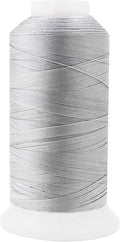 Mandala Crafts Silver Heavy Duty Thread - 1500 Yds Tex 70 Thread for Sewing Drapery Jeans Leather Hair - Bonded Polyester for Outdoor Marine Upholstery