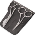 Small Embroidery 4.5 Inch Scissors Set of 2 Kit - Mini Double Bend Offset Duckbill and Double Bend Long Applique Needlepoint Blade with Pouch Sleeve (Satin)