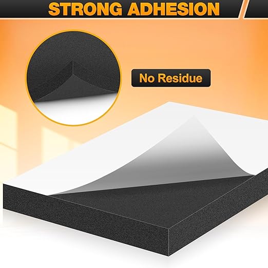 MYFAMIREA 4 PCS Adhesive Foam Padding Sheets Closed Cell Self Adhesive Sticky Foam Pads, 3/4" Thick 6'' x 6'' Neoprene Rubber Sheets Non-Slip Insulation Pads Vibration for Furniture Crafts Cars, Black