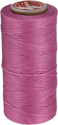 uxcell Flat Leather Sewing Waxed Thread, 140m / 153 Yards Polyester Wax String, 300D Wax Stitching Cord for Leather Crafts, Bookbinding, Bracelets Braided, Pale Pink