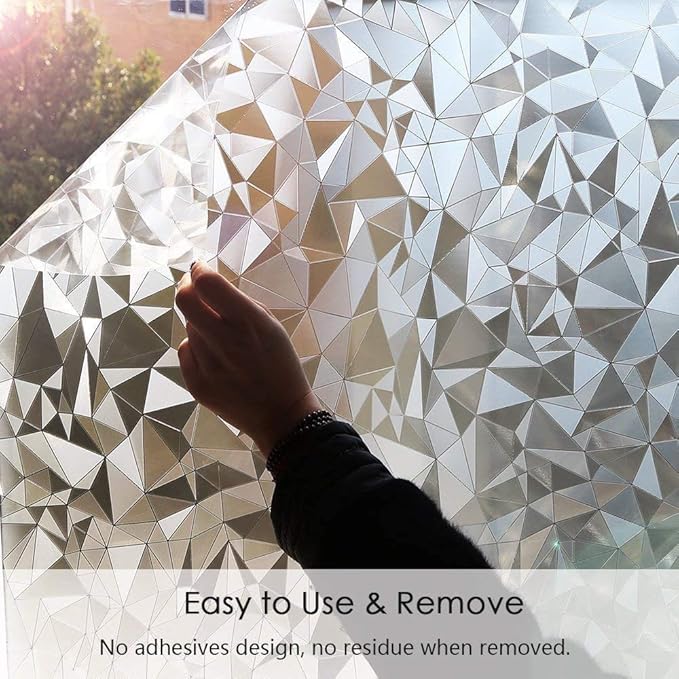 Niviy 3D No Glue Static Cling Window Films Privacy Cut Glass Window Sticker for Bathroom Office Kitchen Window Decor 23.6"x 78.7"