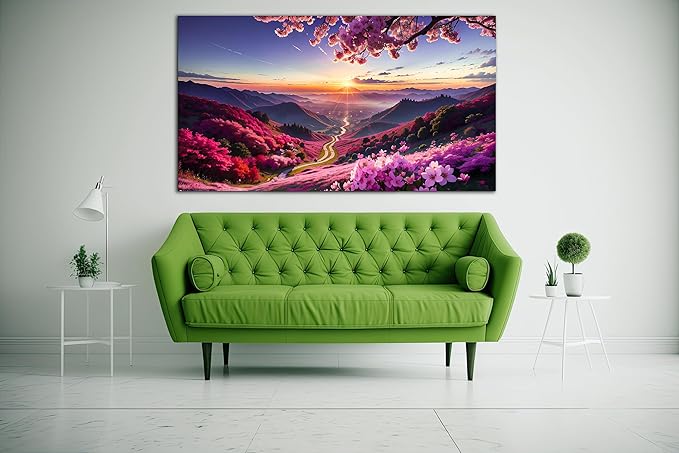 SpiritualHands Scenery Tempered Glass Wall Art Painting for Living Room, Tempered Glass Modern Prints Decor, Large Vivid Color Panel for Bedroom, Kitchen, or Office