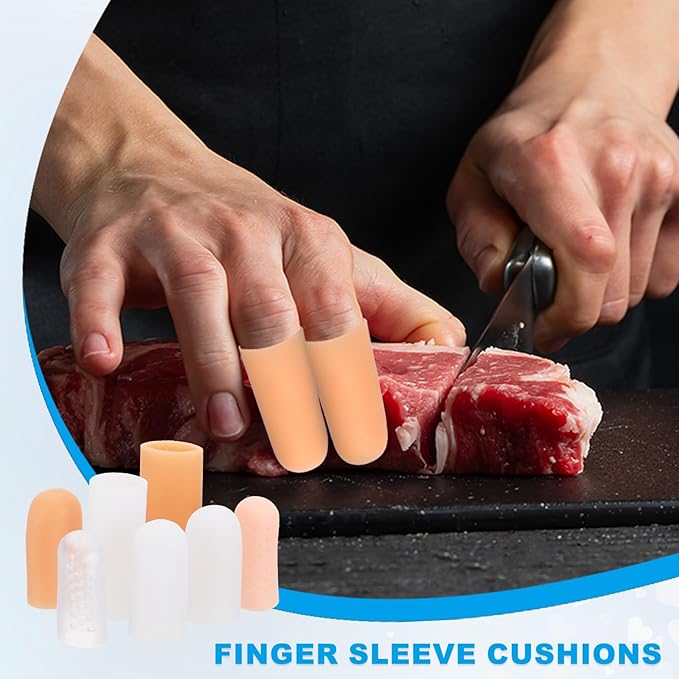 PATIKIL Gel Finger Cots 1.6"x0.79", 20 Pcs Silicone Finger Protector Support Finger Sleeve Cushions Thumb Protector Covers Fingertip Caps Gloves for Finger Cracking, Beige