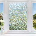 rabbitgoo Stained Glass Window Privacy Film Mosaic Pattern, Frosted Glass Window Film Rainbow Decorative Sticker, Static Cling UV Blocking Suncatcher for Home, 23.6 x 78.7 Inches