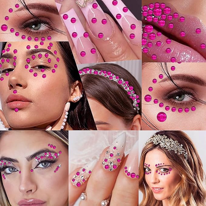 3090 Pcs 4 Sheets Rhinestone Stickers 3/4/5/6 mm Self Adhesive Craft Rhinestones Gems for Face Eyes Makeup Hair Body (Rosered-3/4/5/6mm)