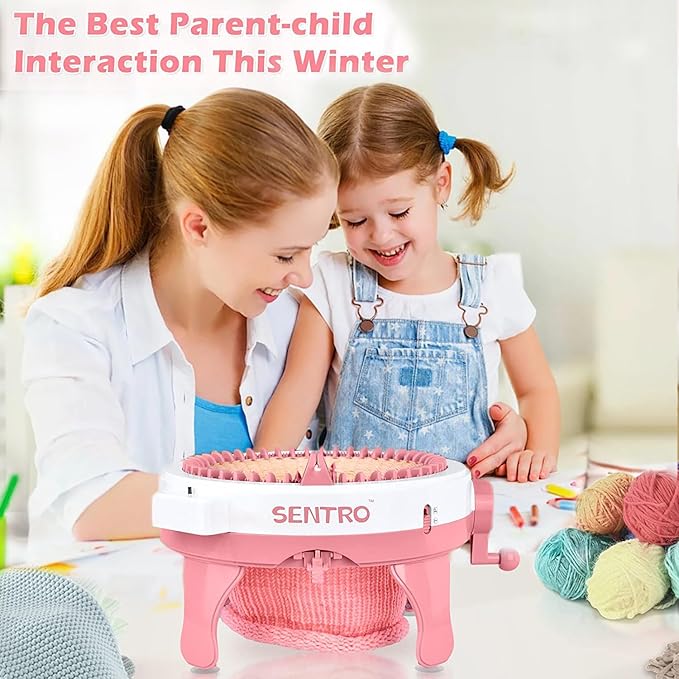SENTRO Knitting Machine 48 Needles, Smart Knitting Crochet Machine, Double Crocheting Machine Kit,Circle Knit Loom Machine with Row Counter and Hand Crank