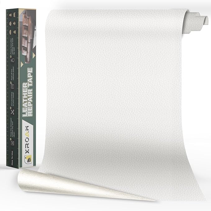 Leather Repair Tape, 16x79 inch Leather Patches for Furniture, Self Adhesive Leather Repair Patch for Sofas, Couches, Leather Covers, Seats, Chairs, Vinyl Repair Tape White