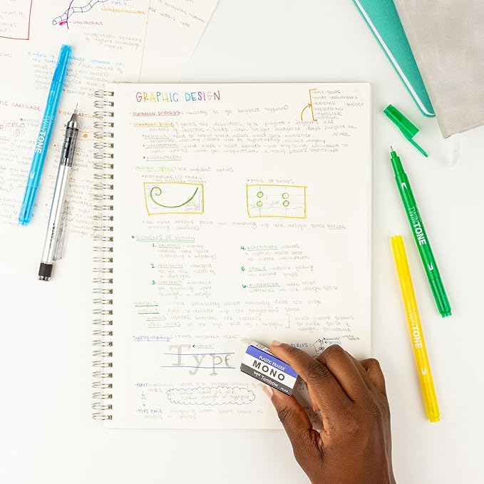 Tombow 57324 MONO Eraser, White, Medium, 3-Pack. Cleanly Removes Marks Without Damaging Paper