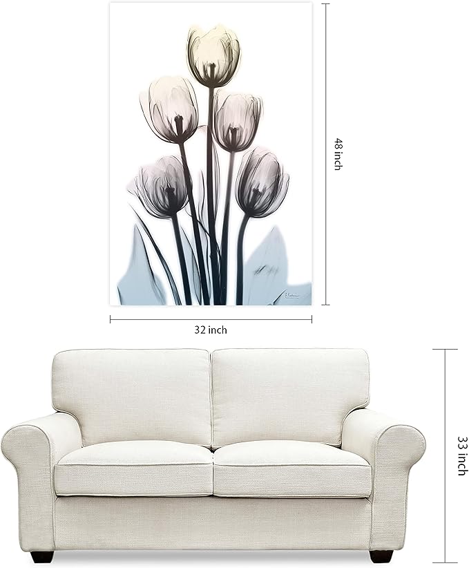 Empire Art Direct 48"x32" Frameless Tempered Glass Wall Art, Springing Tulips Wall Art, Flower Wall Decor, Ready to Hang, X-Photography Wall Decor, Living Room, Bedroom, Home Office