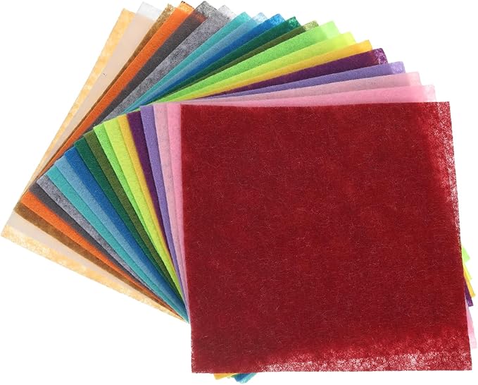 MECCANIXITY Felt Square Shape Craft Felt Sheets 5.91Inch x 5.91Inch for Home Decor Party Crafting Art, 20 Colors, Pack of 100