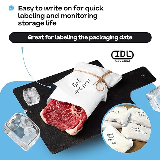 White Freezer Paper 24" x 13200" (1100 feet) with Cutter - USA-made Large Freezer Paper Roll for Meat & Fish - Poly-Coated Food Wrapping Material for Freezing by IDL Packaging