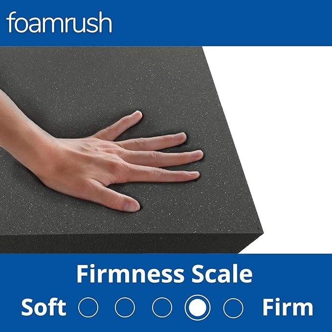 FoamRush 12" x 24" x 24" Charcoal High Density Upholstery Foam Cushion (Upholstery Sheet, Foam Padding, Seat Replacement, Chair Cushion Replacement, Square Foam, Wheelchair Seat Cushion) Made in USA