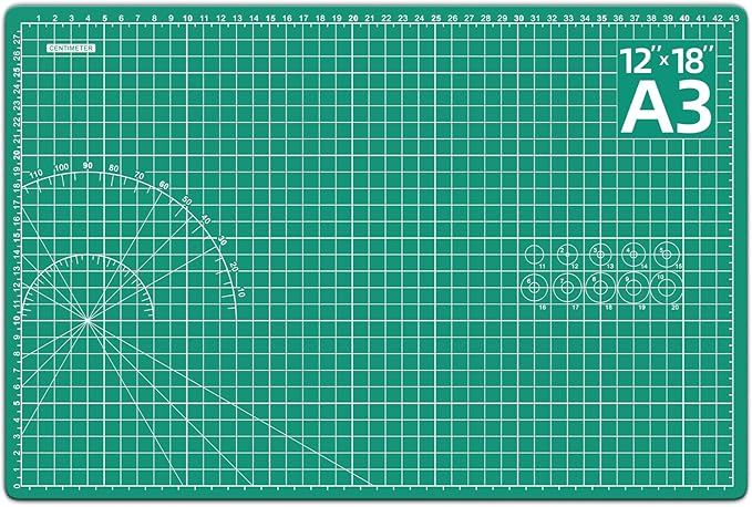 DIYSELF Cutting Mat - 12in18in, Self Healing, Double Sided, A3, Rotating, Ideal for Crafts, Sewing, Quilting