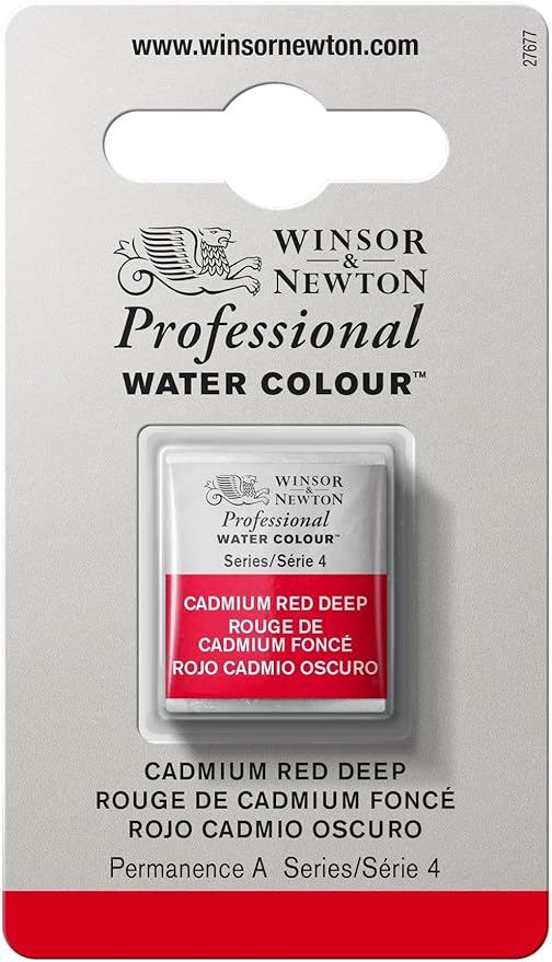 Winsor & Newton Professional Water Colour Paint, Half Pan, Cadmium Red Deep