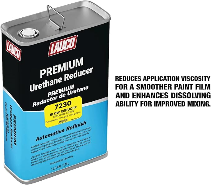 LAUCO Slow Urethane Grade Reducer (7230), 2 Gallons, 75°F - 95°F - For Automotive Paint and Industrial Paint Use - High Performance Automotive Grade